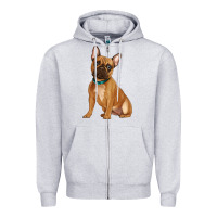 Heather Grey french bulldog Zipper Hoodie - Artiststas