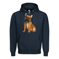 Navy french bulldog Zipper Hoodie - Artiststas