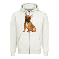 Oatmeal Heather french bulldog Zipper Hoodie - Artiststas