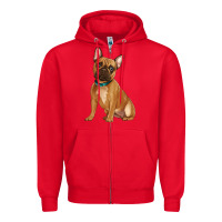 Red french bulldog Zipper Hoodie - Artiststas