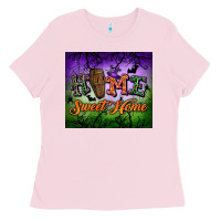 Bubblegum Pink Home sweet home Ladies Tee - NancyCooperArtShop