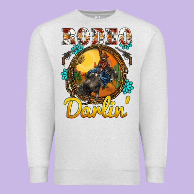 Western Rodeo Darlin' Sunset Sunflowers Weapon Premium Sweatshirt Designed By Barkaloodesign