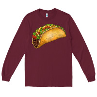 Burgundy Taco Long Sleeve Tee - FaDigitalArtStudio