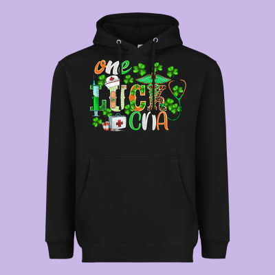 St.patricks One Lucky Cna  Nurse Heavyweight Hoodie Designed By Barkaloodesign