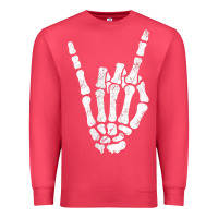 Cardinal Rock Hand Sign Skeleton Rock N Roll Halloween Faux Pocket Premium Sweatshirt - longCreatives