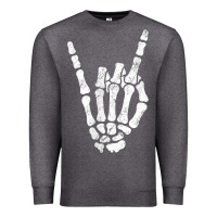 Charcoal Heather Rock Hand Sign Skeleton Rock N Roll Halloween Faux Pocket Premium Sweatshirt - longCreatives