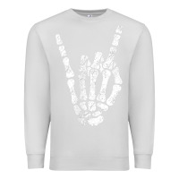 Dove Grey Rock Hand Sign Skeleton Rock N Roll Halloween Faux Pocket Premium Sweatshirt - longCreatives