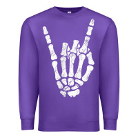 Purple Rock Hand Sign Skeleton Rock N Roll Halloween Faux Pocket Premium Sweatshirt - longCreatives