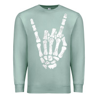 Seafoam Rock Hand Sign Skeleton Rock N Roll Halloween Faux Pocket Premium Sweatshirt - longCreatives