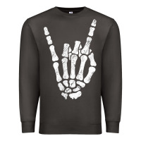 Smoke Rock Hand Sign Skeleton Rock N Roll Halloween Faux Pocket Premium Sweatshirt - longCreatives