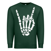 Sports Green Rock Hand Sign Skeleton Rock N Roll Halloween Faux Pocket Premium Sweatshirt - longCreatives