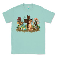 Seafoam Western rabbit bunny with crosses Easter Day Classic Tee - HowdyJamesFarm