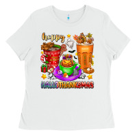 White Happy Hallothanksmas coffee cups Ladies Tee - texasbilliewilder