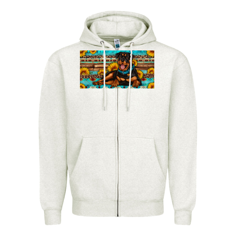 Rottweiler With Sunflowers License Plate Zipper Hoodie by Artiststas | Teevron
