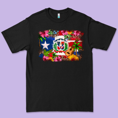 Dominican Republic And Puerto Rico Flag Premium Tee Designed By Texasbilliewilder