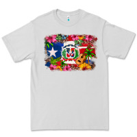 Dove Grey Dominican Republic and Puerto Rico Flag Premium Tee - texasbilliewilder