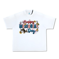 White Happy memorial day 4th of july Urban Heavy Tee - CowGirlArtShop