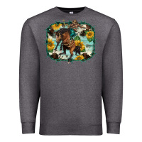 Charcoal Heather western rodeo horse cowhide sunflowers Premium Sweatshirt - BarkalooDesign