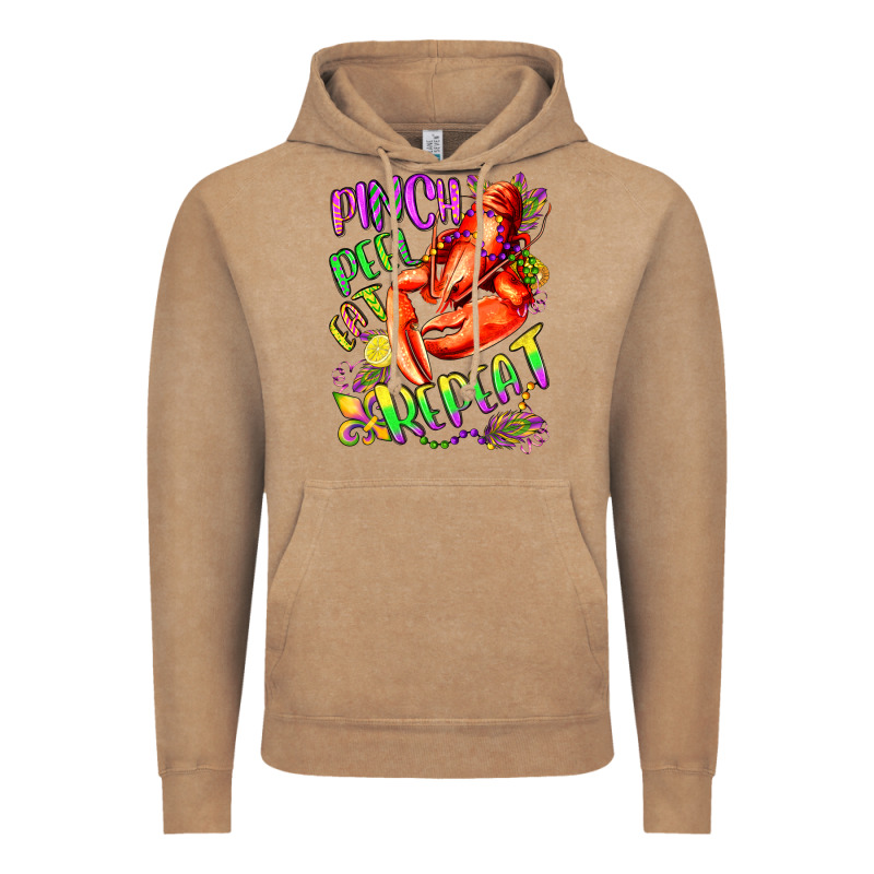 Pinch Peel Eat Repeat Mardi Gras Olivia Vintage Hoodie by OliviaCreatesArt | Teevron