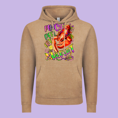 Pinch Peel Eat Repeat Mardi Gras Olivia Vintage Hoodie Designed By Oliviacreatesart