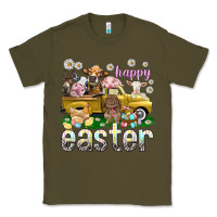 Army Green Happy Easter truck with farm animals Easter Day Classic Tee - HowdyJamesFarm