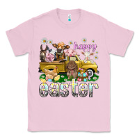 Bubblegum Pink Happy Easter truck with farm animals Easter Day Classic Tee - HowdyJamesFarm