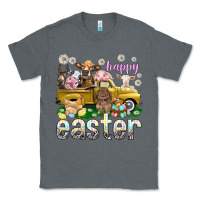 Charcoal Heather Happy Easter truck with farm animals Easter Day Classic Tee - HowdyJamesFarm