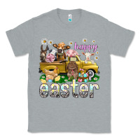 Heather Grey Happy Easter truck with farm animals Easter Day Classic Tee - HowdyJamesFarm