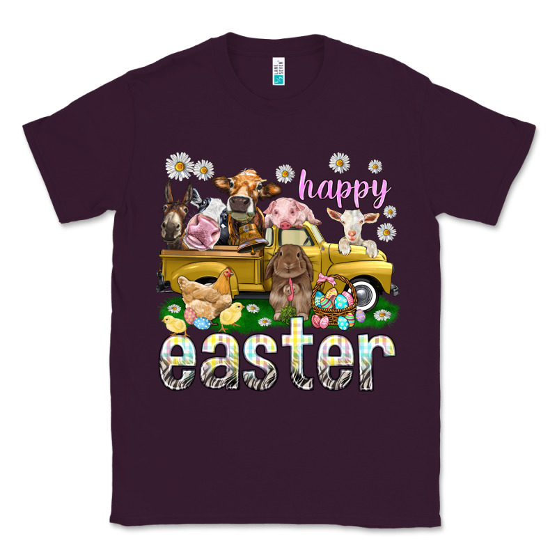 Happy Easter Truck With Farm Animals Easter Day Classic Tee by HowdyJamesFarm | Teevron