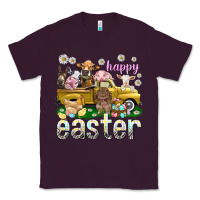 Plum Happy Easter truck with farm animals Easter Day Classic Tee - HowdyJamesFarm