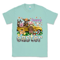 Seafoam Happy Easter truck with farm animals Easter Day Classic Tee - HowdyJamesFarm