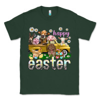Sports Green Happy Easter truck with farm animals Easter Day Classic Tee - HowdyJamesFarm