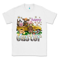 White Happy Easter truck with farm animals Easter Day Classic Tee - HowdyJamesFarm