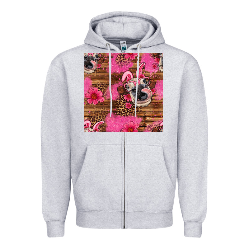Easter Heifer With Bunny Ears Seamless Pattern Zipper Hoodie by Artiststas | Teevron