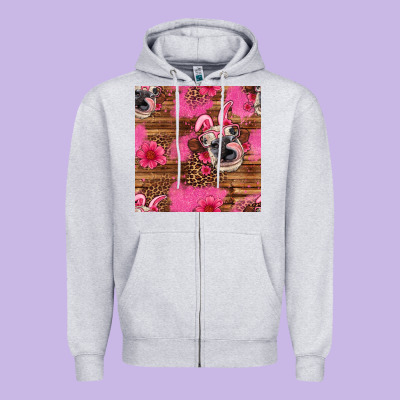 Easter Heifer With Bunny Ears Seamless Pattern Zipper Hoodie Designed By Artiststas