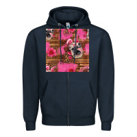 Navy easter heifer with bunny ears seamless pattern Zipper Hoodie - Artiststas