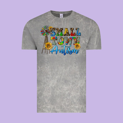 Small Town Autism Vintage Tee Designed By Cowgirlartshop