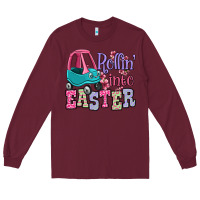Burgundy Easter Day Rollin into Easter toddler car Long Sleeve Tee - OliviaCreatesArt