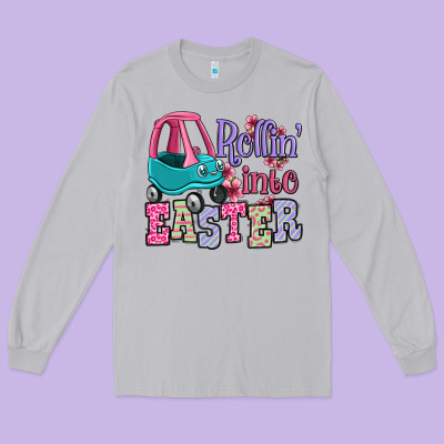 Easter Day Rollin Into Easter Toddler Car Long Sleeve Tee Designed By Oliviacreatesart