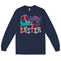 Navy Easter Day Rollin into Easter toddler car Long Sleeve Tee - OliviaCreatesArt