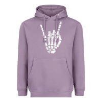 Lavender Rock Hand Sign Skeleton Rock N Roll Halloween Faux Pocket Heavyweight Hoodie - longCreatives