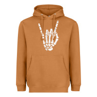 Meerkat Rock Hand Sign Skeleton Rock N Roll Halloween Faux Pocket Heavyweight Hoodie - longCreatives