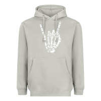 Moon Dust Rock Hand Sign Skeleton Rock N Roll Halloween Faux Pocket Heavyweight Hoodie - longCreatives