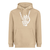 Mushroom Rock Hand Sign Skeleton Rock N Roll Halloween Faux Pocket Heavyweight Hoodie - longCreatives