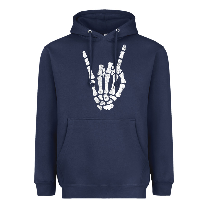 Rock Hand Sign Skeleton Rock N Roll Halloween Faux Pocket Heavyweight Hoodie by longCreatives | Teevron