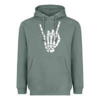 Sage Rock Hand Sign Skeleton Rock N Roll Halloween Faux Pocket Heavyweight Hoodie - longCreatives