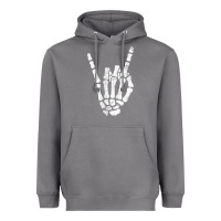 Storm Rock Hand Sign Skeleton Rock N Roll Halloween Faux Pocket Heavyweight Hoodie - longCreatives