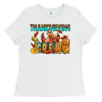 White Thanksgiving crew Ladies Tee - NancyCooperArtShop