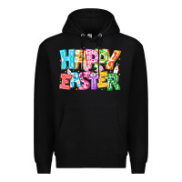Black Happy Easter Premium Hoodie - CowhideDigitalArt
