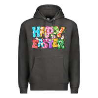 Charcoal Heather Happy Easter Premium Hoodie - CowhideDigitalArt